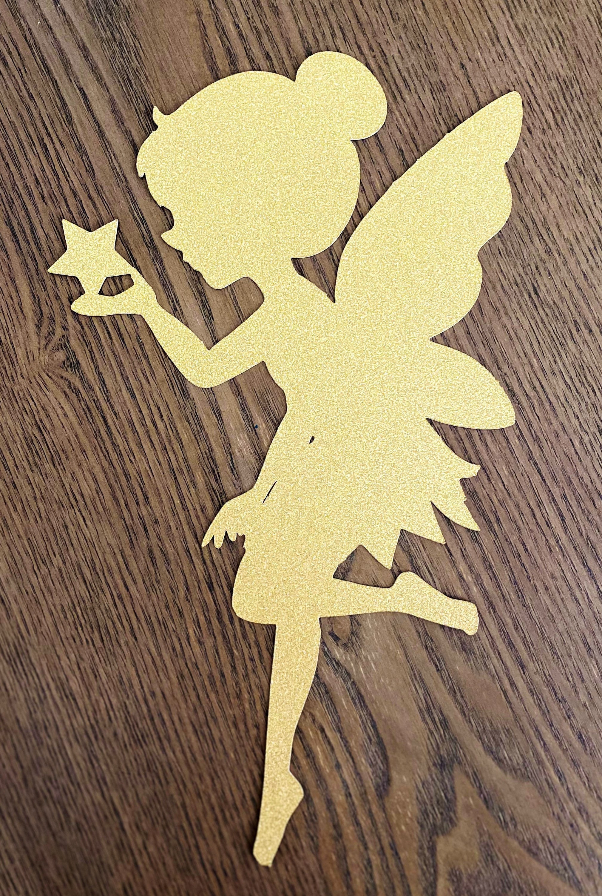 Gold Glitter Fairy Cut Out Cake Topper Fairy Birthday Party Decorations Fairy Cutout FairyPrincess Party Decor Fairy Garden