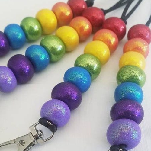Teacher Lanyard Rainbow Lanyard Beaded Lanyard Clay Bead Etsy