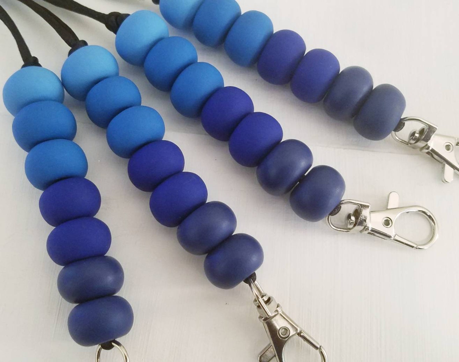 Teacher Lanyard Clay Bead Lanyard Blue lanyard teacher Etsy