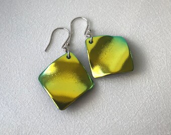 Danielle Gold Drop Earrings in Dichroic Glass main image 0