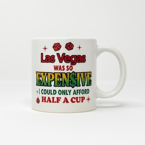 Las Vegas Souvenir Mug: Rectangular Ceramic Cup with Dice & Cards