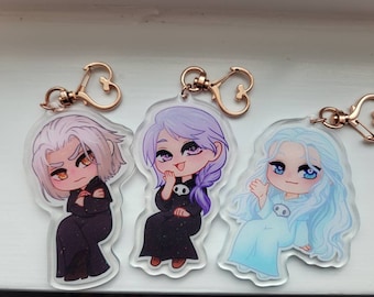 FFXIV Inspired Ancients [Emet-Selch, Hythlodaeus, Venat] Acrylic Epoxy Glitter 3" Charms