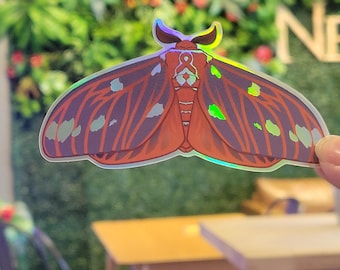 Leukemia Cancer Awareness Cancer Ribbon Regal Moth Holographic Sticker || #ArtistsforPau