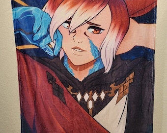 FF14-Inspired G'raha Exarch Cat Boy Plush Throw Blanket