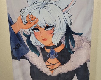FF14-Inspired Y'shtola Goth Cat Girl Plush Throw Blanket