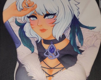 FFXIV Inspired Y'shtola 3D Ergonomic Wrist- Support Oppai Boobie Mousepad | Gamer Gift