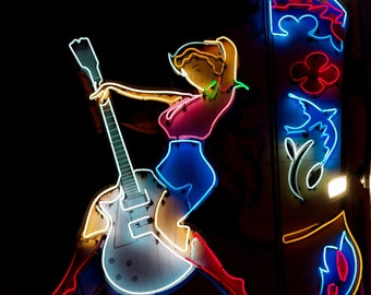 Betty Boots at Night, Downtown Nashville, Neon,  Photography Print