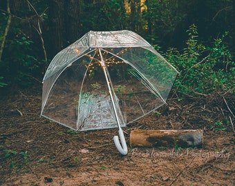 Magical Umbrella in the Forest Photograph Print, Umbrella Photography Print, Umbrella Wall Art