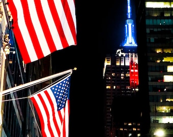 Patriotic NYC, Empire State Building and the American Flags