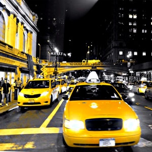 NYC Night, 42nd Street, Taxi Cab, Street Photography Print