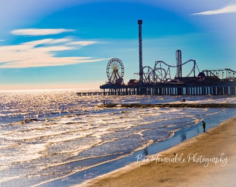 Galveston Island Pier Photo, Galveston Island Photography Print, Travel Texas