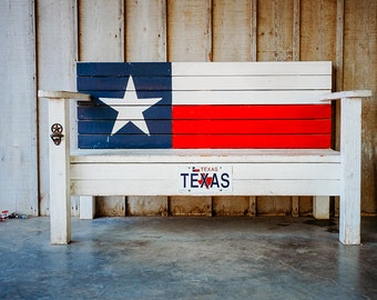 Texas, Texas Flag Bench, Travel Texas  Photography Print