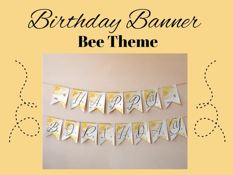Bee Birthday Banner Template - Etsy