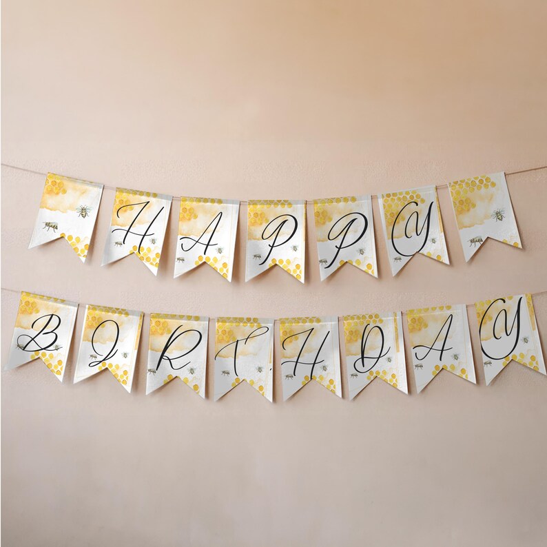 Bee Birthday Banner Template - Etsy