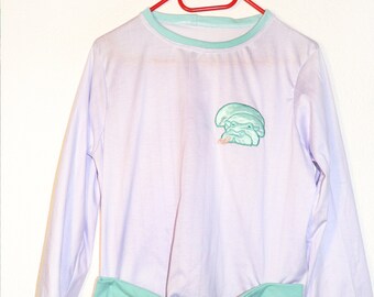 ADULT PYJAMA TWOPIECE Two Piece Onesie Middle Kidcore Abdl adultbaby Knit sleeper Lavendar Harajuku Pants Long Sleeve Lilac Hippo kawaii