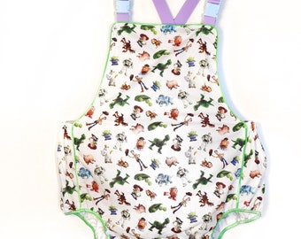 Toy Story Print Adult Romper: ABDL Snaps Crotch Diaper Suit