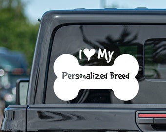 I Love My Dog Personalized Vinyl Decal Transfer Sticker Pet Heart
