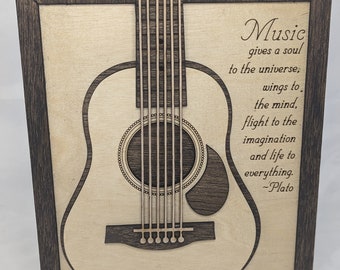 layered guitar sign/guitar art/music/guitar/music lover/acoustic guitar with custom engraved lyrics or quotes