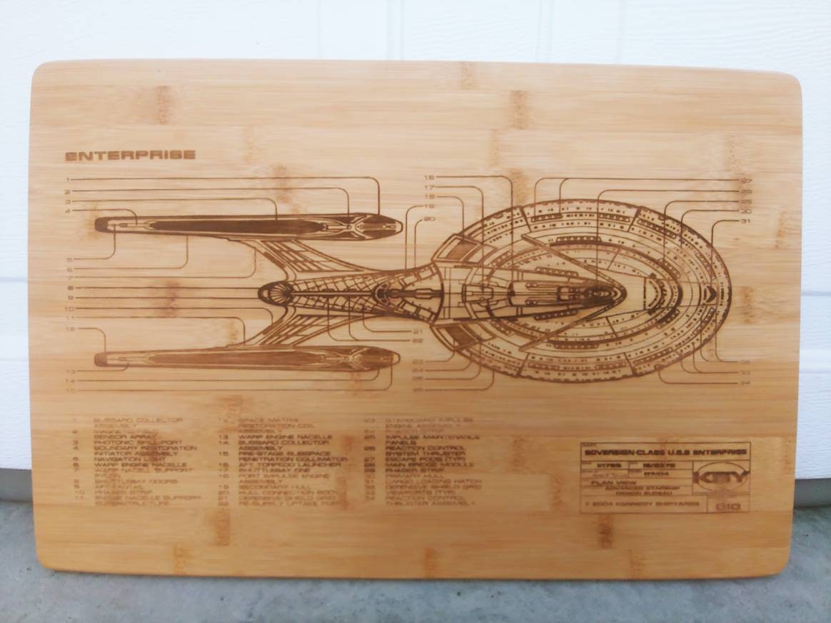 Planche à Découper Inspirée Du Plan d'entreprise Star Trek Un Must Pour Ce Fan de Trekkie, Cadeau Ma