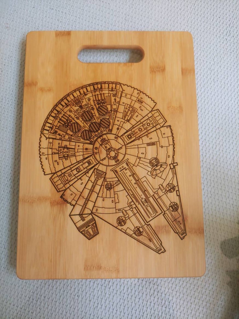 Millennium Falcon Inspired Cutting Board. Star wars/wedding gift, any occasion, Star wars decor, house warming image 4