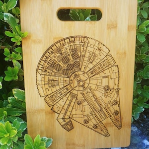 Millennium Falcon Inspired Cutting Board. Star wars/wedding gift, any occasion, Star wars decor, house warming image 1