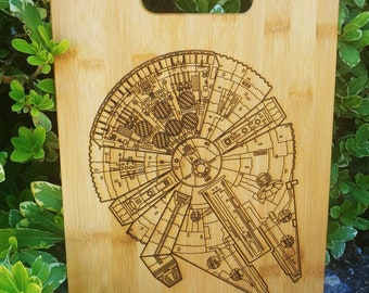 Millennium Falcon Inspired Cutting Board. Star wars/wedding gift, any occasion, Star wars decor, house warming