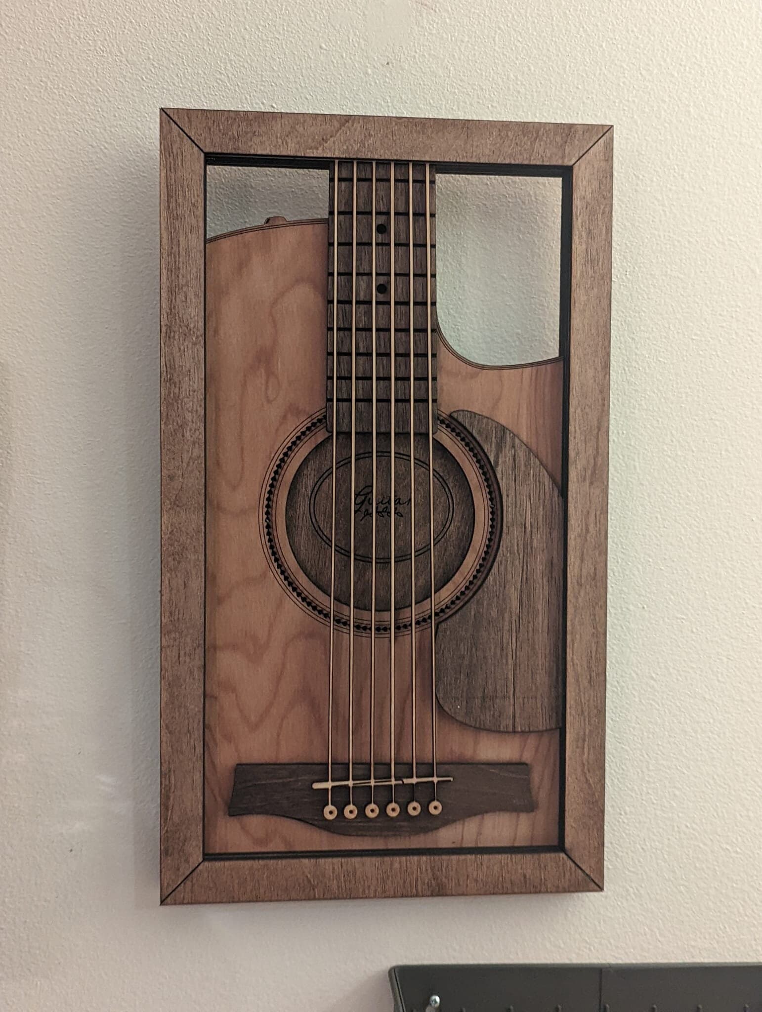 Acoustic Guitar/ Wooden 3D Box Art/ Musician Gift/ Music Art