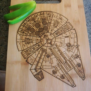 Millennium Falcon Inspired Cutting Board. Star wars/wedding gift, any occasion, Star wars decor, house warming image 2