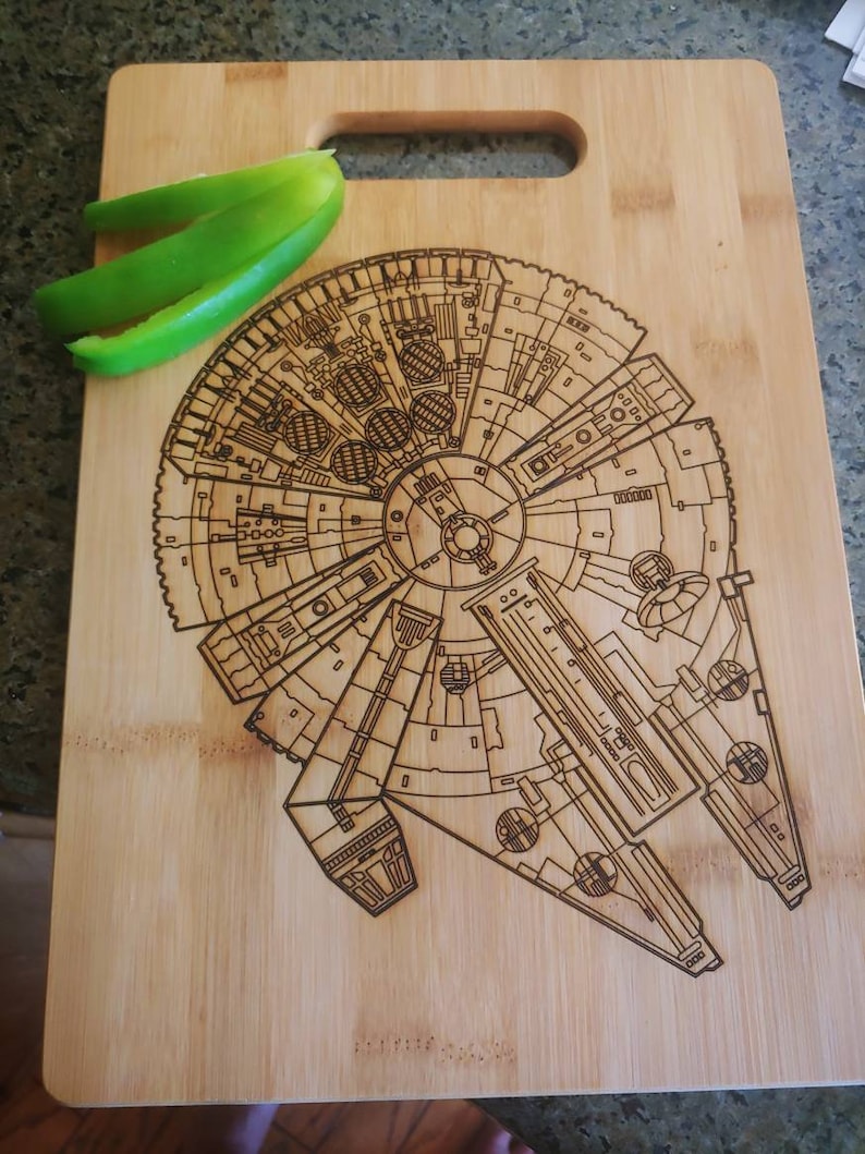 Millennium Falcon Inspired Cutting Board. Star wars/wedding gift, any occasion, Star wars decor, house warming image 2