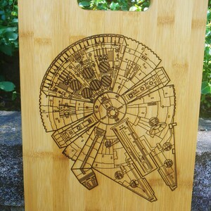 Millennium Falcon Inspired Cutting Board. Star wars/wedding gift, any occasion, Star wars decor, house warming image 3