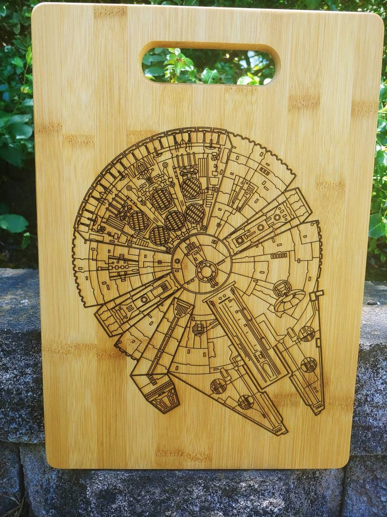 Millennium Falcon Inspired Cutting Board. Star wars/wedding gift, any occasion, Star wars decor, house warming image 3