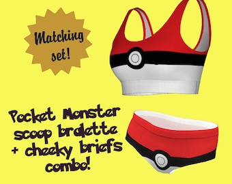 Pocket Monster Ball Soutien-gorge brassière et culotte, lingerie