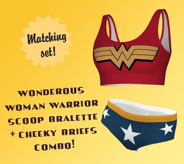Wonderous Woman Warrior Women's Underwear Panties & Bralette Bra Lingerie -   Israel