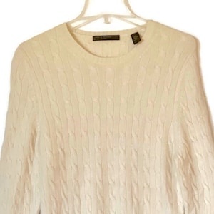 Cashmere Cable knit Sweater Color Ivory Size XL Lord & Taylor