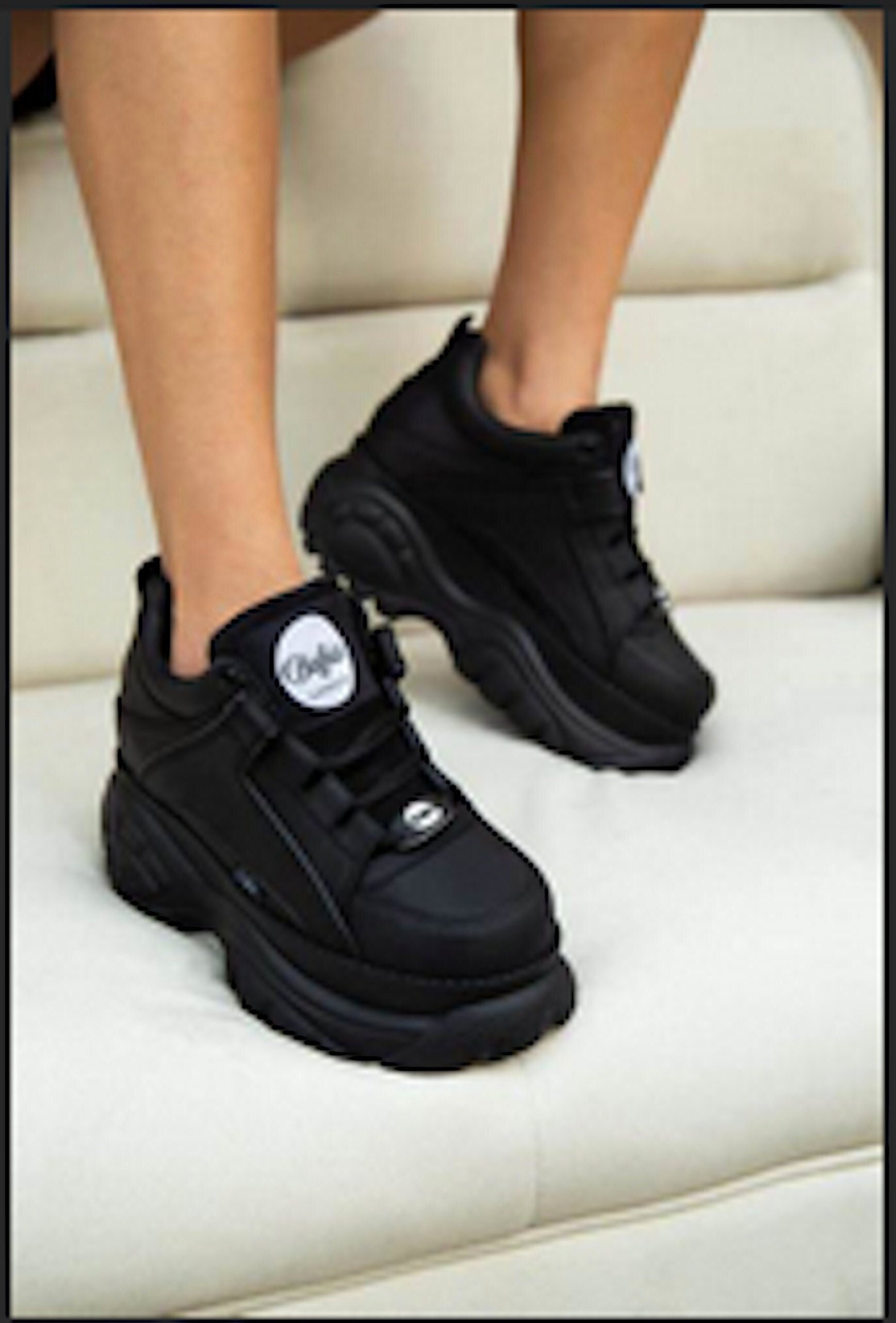 buffalo london black platform sneakers