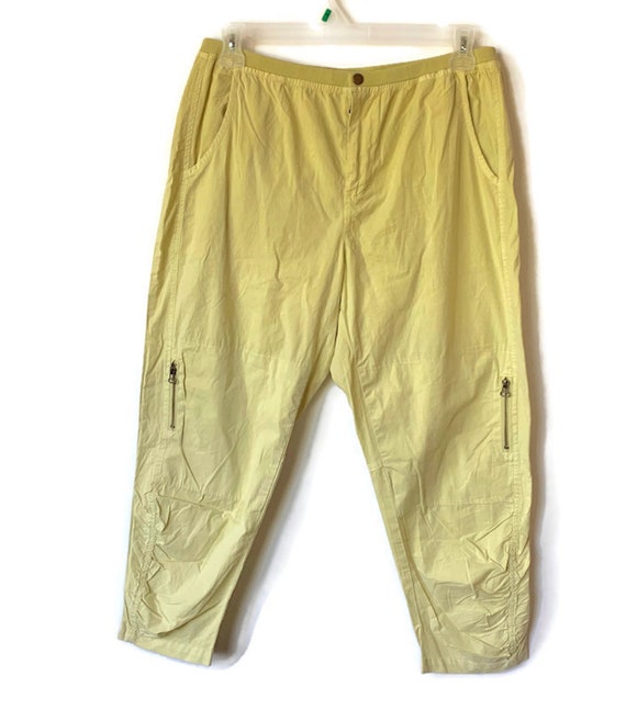 Soft Surroundings Women Cropped Yellow Cargo Pants. Size XL 16 18