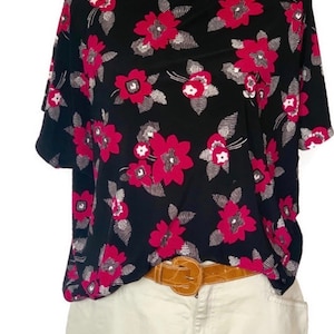Ralph Lauren Short Sleeve Floral Blouse, Petite Large