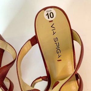 VIA SPIGA Womens &#39;Winda&#39; Bordeaux Leather Ankle Strap Sandals Size 10.