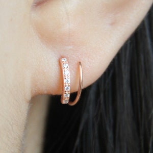 Diamond hoop earrings fake top