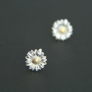 Sunflower Stud Earrings, Silver Flower CZ Stud Earrings, Dainty Minimalist Stud Earrings, Small Stud Earrings, Sterling Silver