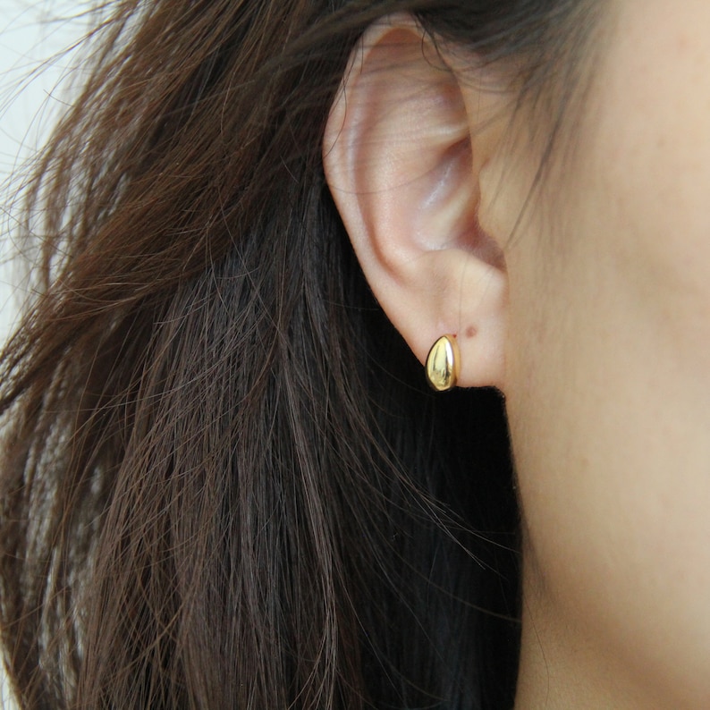 Water Drop Stud Earrings Chunky Bold Dot Studs Sterling Silver Ball Studs Waterdrop Teardrop Studs Dainty Minimalist Best Gift Gold