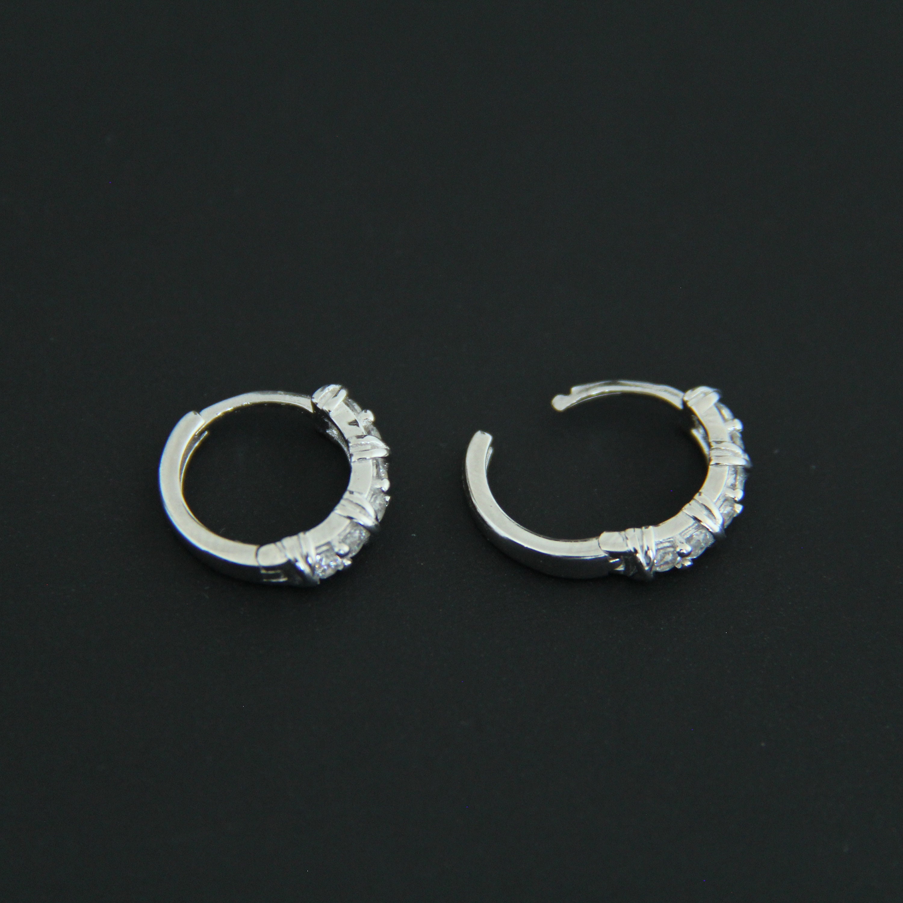 CZ Thick Silver Hoop Earrings Everyday Small Silver Hoop Etsy UK