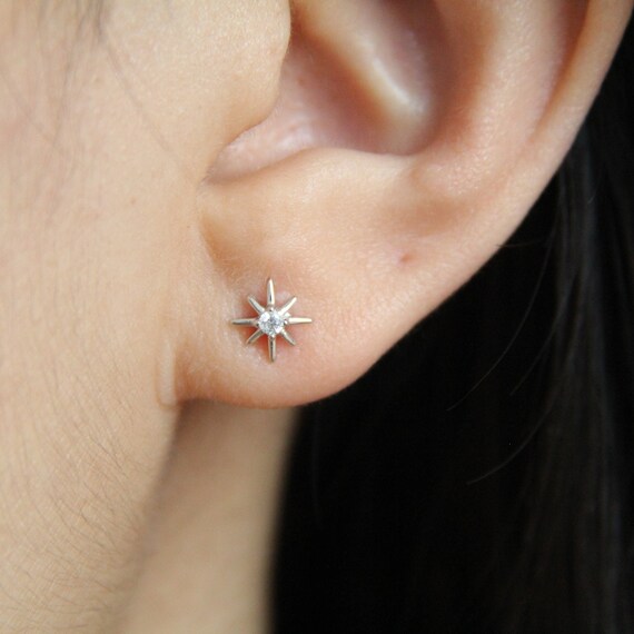 Tiny diamond star earrings Clearance