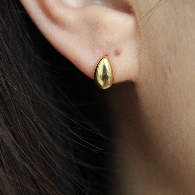 Water Drop Stud Earrings Chunky Bold Dot Studs Sterling Silver Ball Studs Waterdrop Teardrop Studs Dainty Minimalist Best Gift Gold