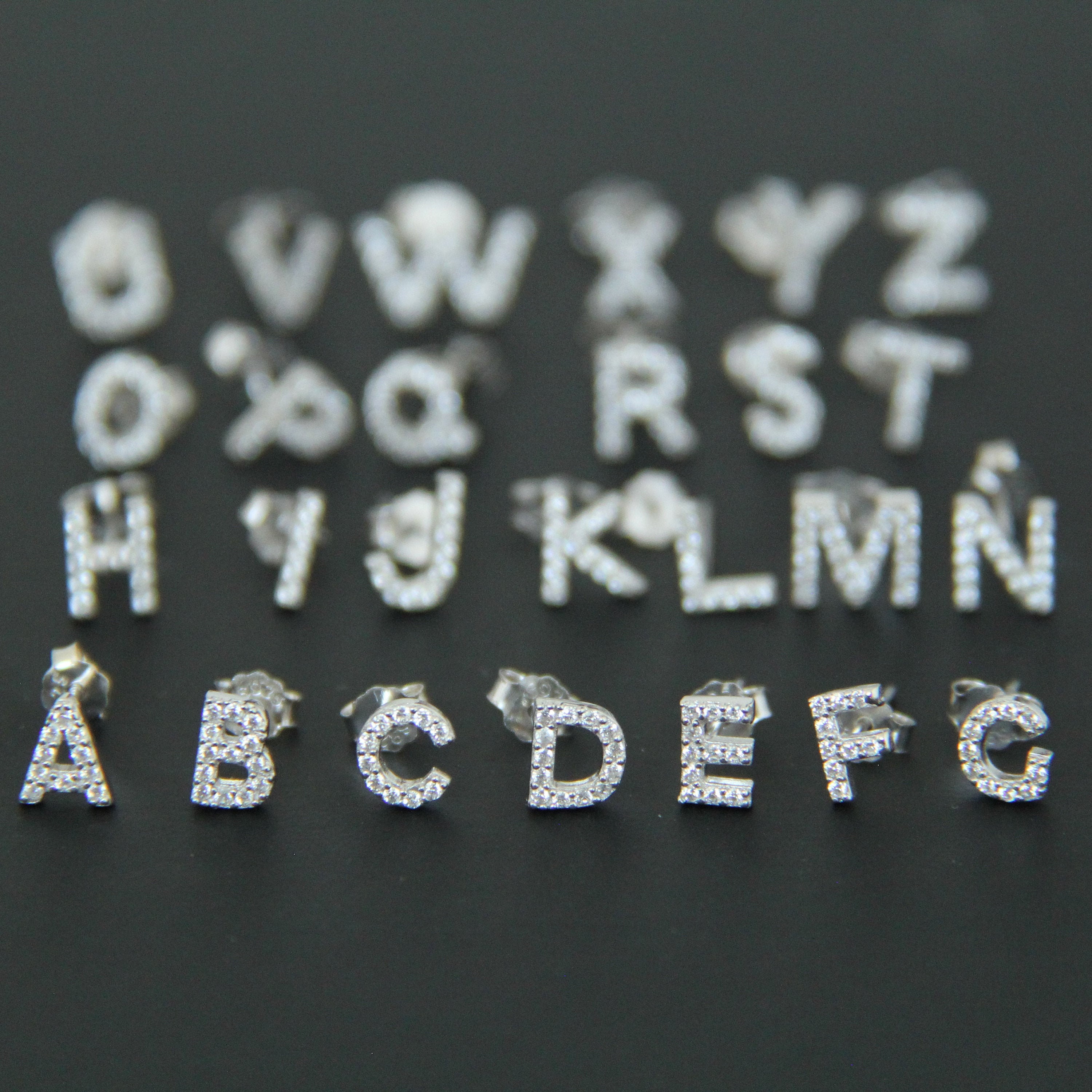26 Letters Stud Earrings Initial Letters Stud Earrings Tiny Etsy