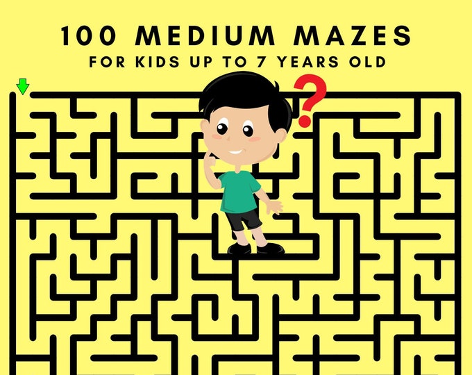 100 Medium Difficulty Mazes for Kids up to 7 Years Old, Printable
