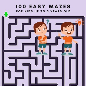 100 Easy Mazes For Kids Up To 5 Years Old, Printable Labyrinth Pages, Printable Maze Pages for Kids, PDF [Instant Download]