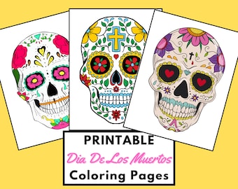 Sugar Skulls Coloring Pages for Adults & Kids, 80 Dia de Los Muertos Coloring Pages, Halloween Printable Coloring, PDF, [Instant Download]