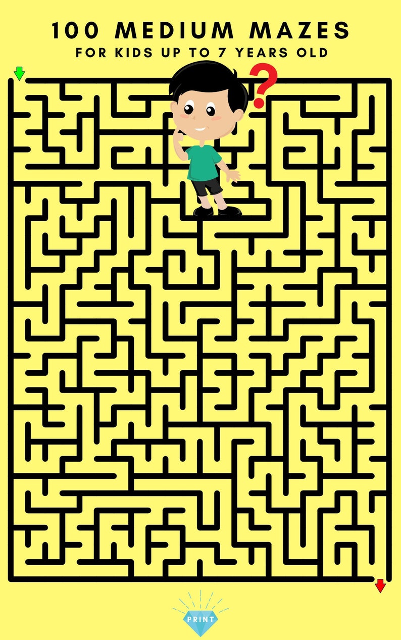 100 medium difficulty mazes for kids up to 7 years old etsy