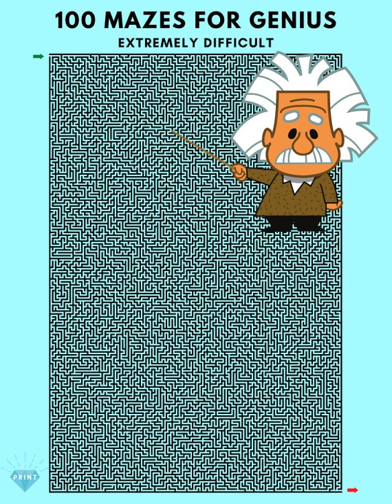 100 mazes for genius solutions included extreme difficulty etsy